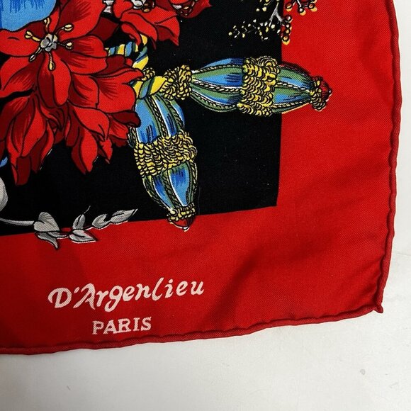 D'Argenlieu Paris silk scarf vibrant design birds butterflies Floral Vintage - Picture 8 of 9
